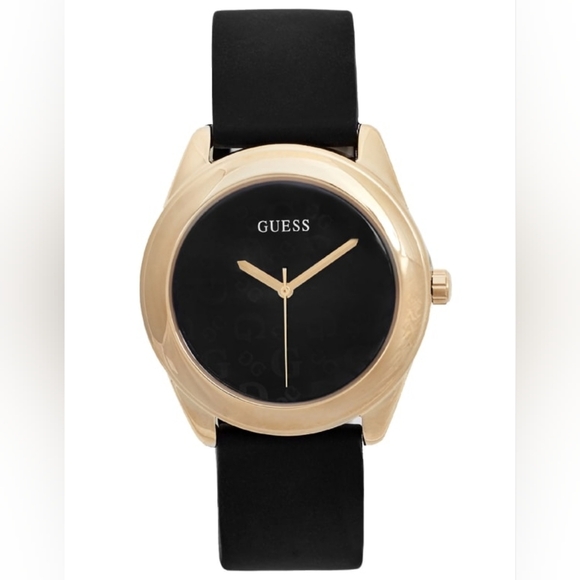 Guess Accessories - NWT In Box Guess Black and Gold-Tone Silicone Logo Watch